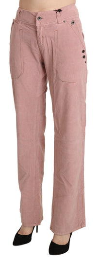 Thumbnail for Pink High Waist Straight Cotton Trouser Pants
