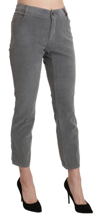 Thumbnail for Chic Gray Mid Waist Cropped Trousers