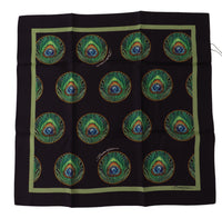 Thumbnail for Black Peacock Feather DG Printed Square Handkerchief Scarf