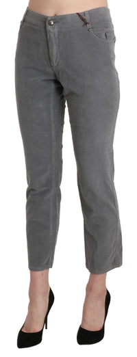 Thumbnail for Chic Gray Mid Waist Cropped Trousers