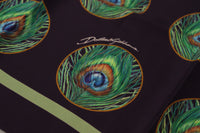 Thumbnail for Black Peacock Feather DG Printed Square Handkerchief Scarf