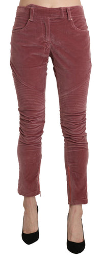 Thumbnail for Chic Red Mid Waist Skinny Trousers