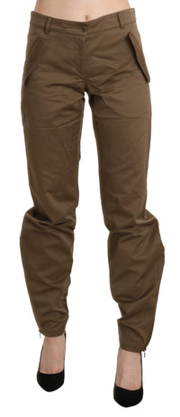 Thumbnail for Chic Brown Mid Waist Straight Trousers