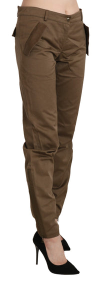 Thumbnail for Chic Brown Mid Waist Straight Trousers