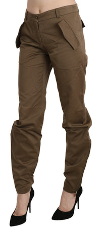 Thumbnail for Chic Brown Mid Waist Straight Trousers