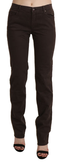 Thumbnail for Chic Brown Mid Waist Skinny Trousers
