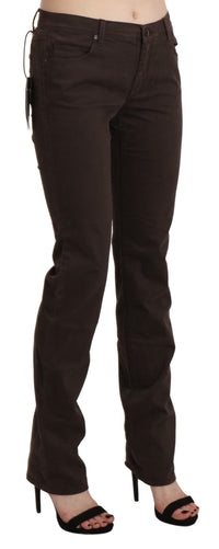 Thumbnail for Chic Brown Mid Waist Skinny Trousers