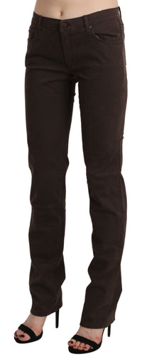 Thumbnail for Chic Brown Mid Waist Skinny Trousers