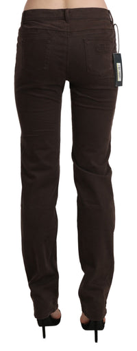 Thumbnail for Chic Brown Mid Waist Skinny Trousers