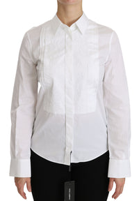 Thumbnail for Elegant White Collared Long Sleeve Polo Top