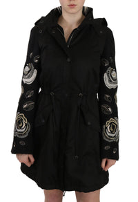 Thumbnail for Elegant Black Beaded Parka Jacket for Women