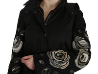 Thumbnail for Elegant Black Beaded Parka Jacket for Women