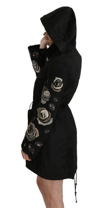 Thumbnail for Elegant Black Beaded Parka Jacket for Women