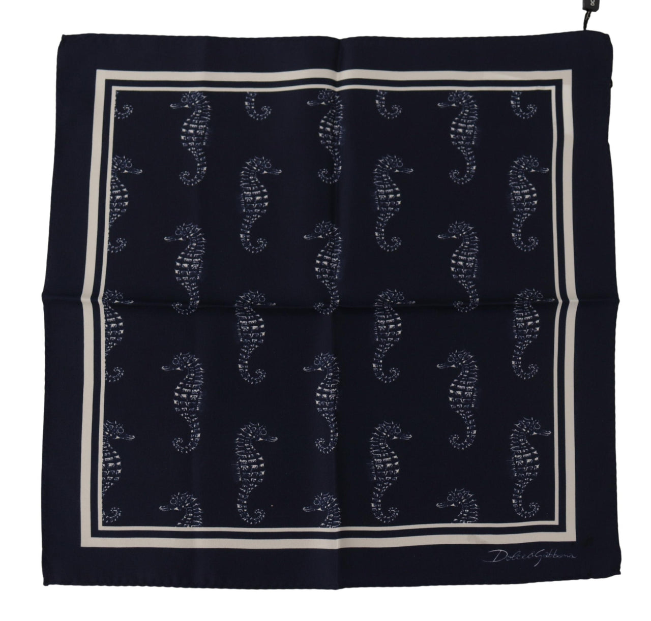 Blue Seahorse DG Printed Square Handkerchief Scarf