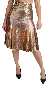 Thumbnail for Gold Sequined High Waist Skirt