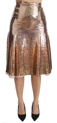 Thumbnail for Gold Sequined High Waist Skirt