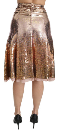 Thumbnail for Gold Sequined High Waist Skirt
