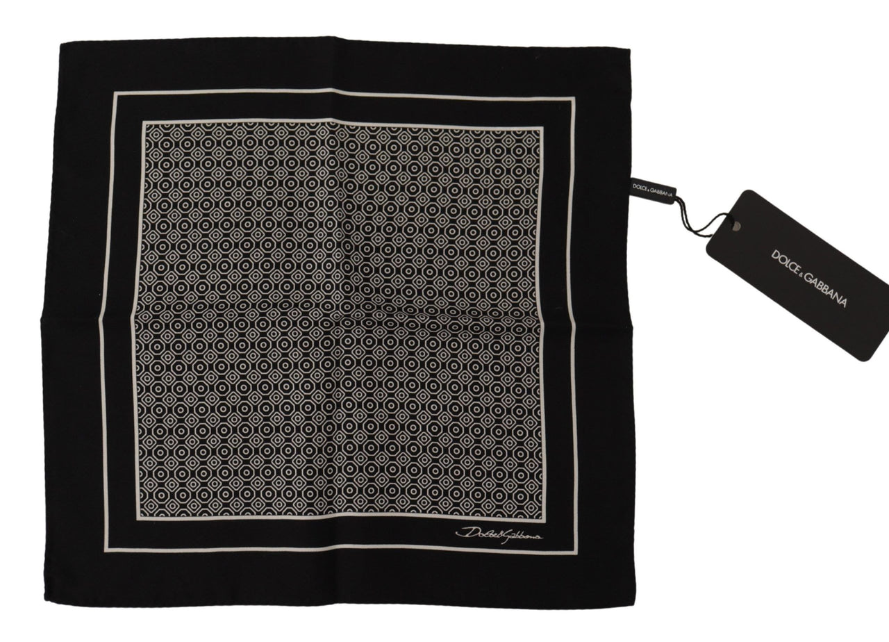 Black Geometric Patterned Square Handkerchief Scarf