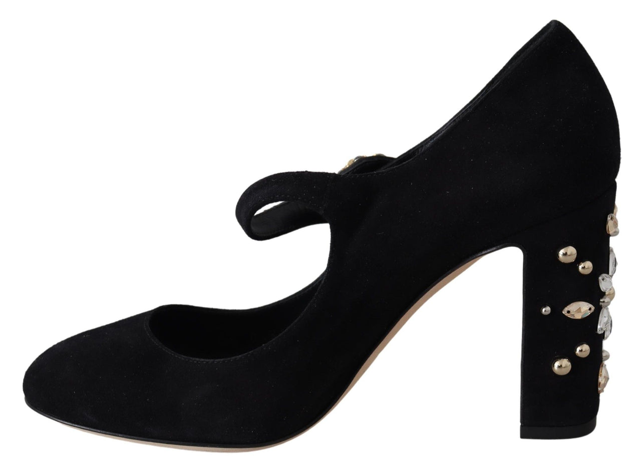 Elegant Black Suede Mary Janes Pumps