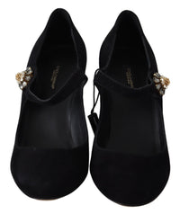 Thumbnail for Elegant Black Suede Mary Janes Pumps