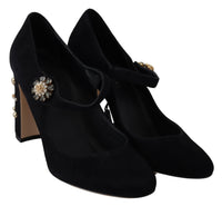 Thumbnail for Elegant Black Suede Mary Janes Pumps