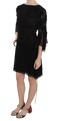 Thumbnail for Elegant Black Sequined Silk Mini Dress