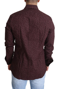 Thumbnail for Maroon Cotton Floral Dress Formal Shirt