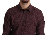 Thumbnail for Maroon Cotton Floral Dress Formal Shirt