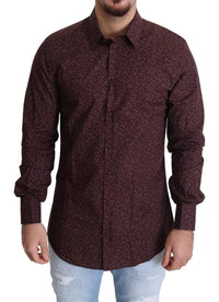 Thumbnail for Maroon Cotton Floral Dress Formal Shirt