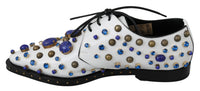 Thumbnail for Elegant White Leather Dress Shoes With Crystals