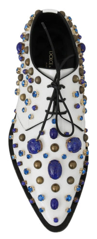 Thumbnail for Elegant White Leather Dress Shoes With Crystals