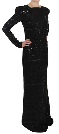 Thumbnail for Black Silk Sheath Maxi Dress with Sequins