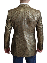 Thumbnail for Elegant Gold Jacquard Martini Blazer Jacket