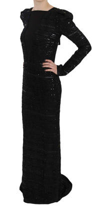 Thumbnail for Black Silk Sheath Maxi Dress with Sequins