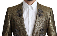 Thumbnail for Elegant Gold Jacquard Martini Blazer Jacket