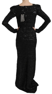 Thumbnail for Black Silk Sheath Maxi Dress with Sequins