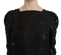 Thumbnail for Black Silk Sheath Maxi Dress with Sequins