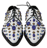 Thumbnail for Elegant White Leather Dress Shoes With Crystals