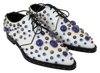 Thumbnail for Elegant White Leather Dress Shoes With Crystals