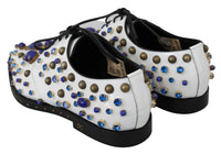 Thumbnail for Elegant White Leather Dress Shoes With Crystals