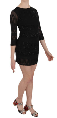 Thumbnail for Elegant Black Silk Mini Dress with Sequins