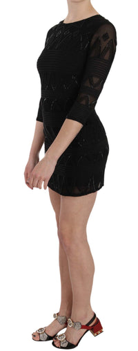 Thumbnail for Elegant Black Silk Mini Dress with Sequins