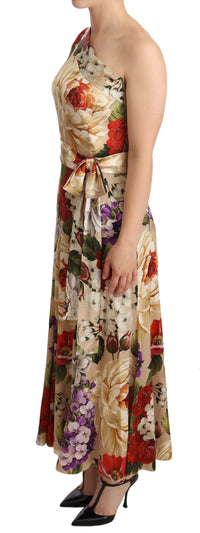Thumbnail for Beige One Shoulder Floral Mid Length Dress