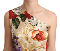 Thumbnail for Beige One Shoulder Floral Mid Length Dress