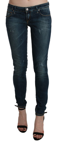 Thumbnail for Sleek Low Waist Skinny Denim - Blue Washed