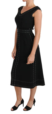 Thumbnail for Elegant Black Sheath Wool Dress