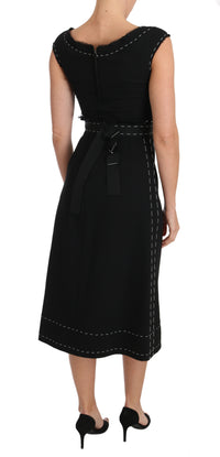 Thumbnail for Elegant Black Sheath Wool Dress