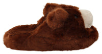 Thumbnail for Teddy Bear Embellished Brown Loafers