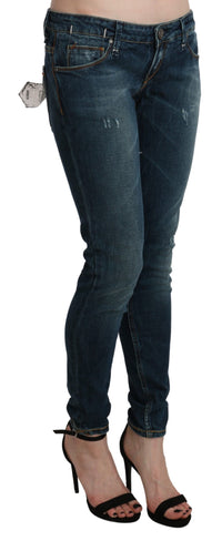 Thumbnail for Sleek Low Waist Skinny Denim - Blue Washed