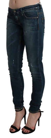 Thumbnail for Sleek Low Waist Skinny Denim - Blue Washed